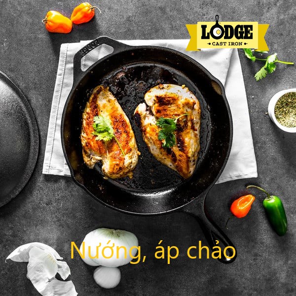 [Chính hãng LOGDE - MỸ] Chảo gang đúc chính hãng Lodge 20.3 cm - L5SK3. Chảo dùng nướng, chiên, xào, áp chảo thực phẩm