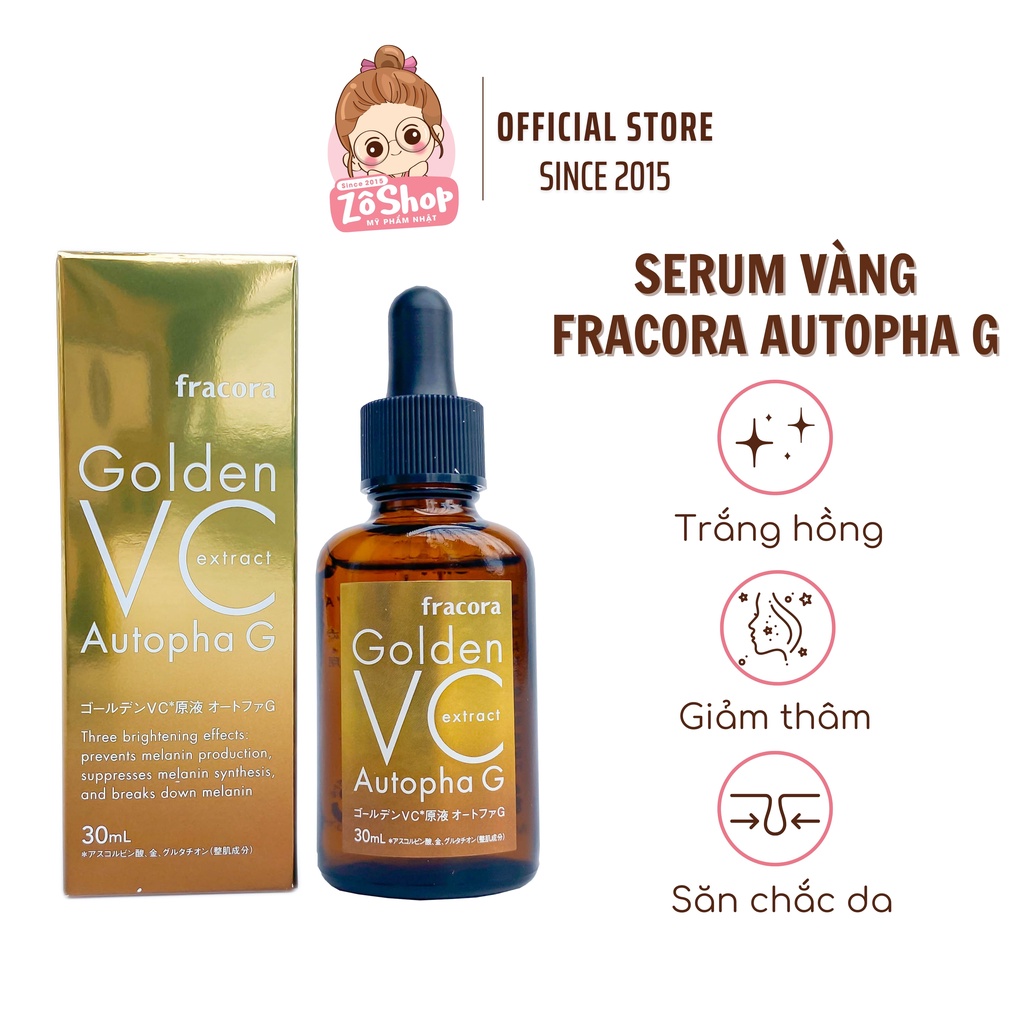 Serum Vàng Fracora Dưỡng Trắng Hồng, Giảm Thâm, Căng Bóng Fracora Golden VC Extract Serum (30ml)