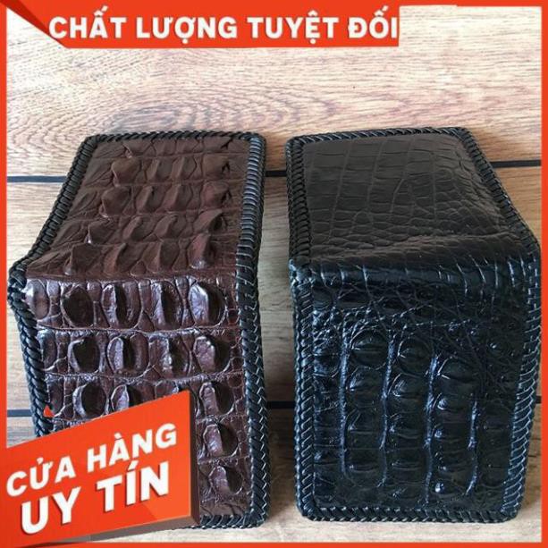 [ Da Cao Cấp 100% ] Ví Da Cá Sấu Gai Lưng - Bóp Da Cá Sấu Gai Lưng Đan Viền Thủ Công Cao Cấp Giá Rẻ