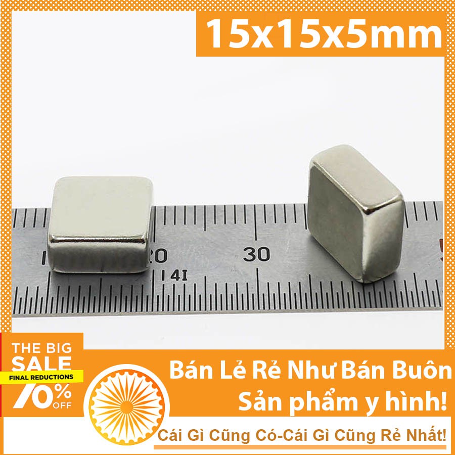 Nam Châm Đất Hiếm Viên Hình Vuông 15x15x5mm siêu hút