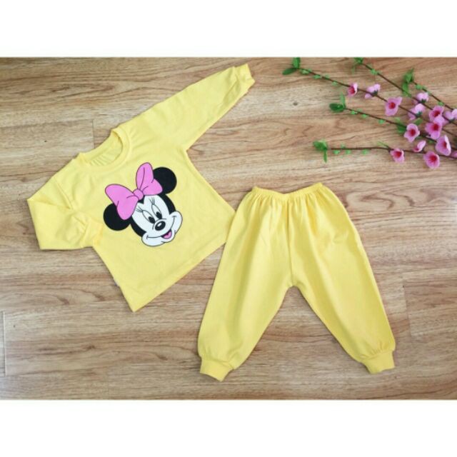 bộ cotton dài tay micky bé gái hàng đẹp8