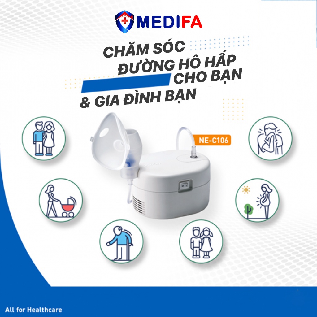 Máy Xông Khí Dung Omron Ne-C106 - Máy Khí Dung Bảo Vệ Sức Khỏe Đường Hô Hấp, Bảo Hành Chính Hãng 2 Năm