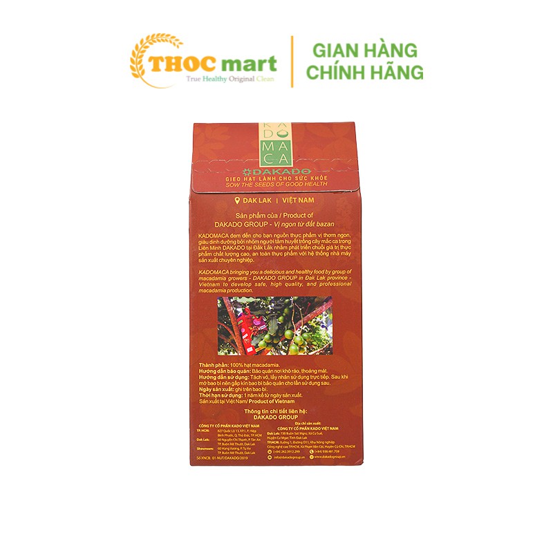 Hạt Macca rang nứt vỏ Dakado 100% tự nhiên của Dak Lak hộp giấy 250g