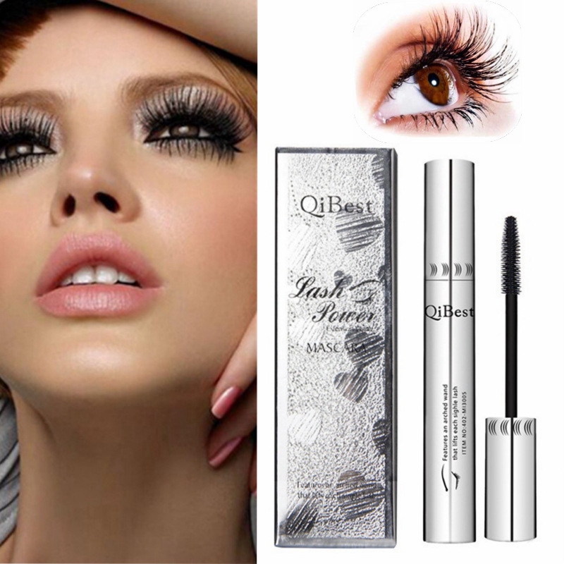 Mascara chải cong dài dày lông mi QIBEST tự nhiên sợi lụa 4D chống thấm nước nhanh khô