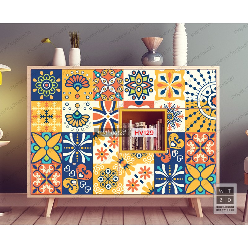 Sét 35 ô Decal gạch bông_hot summer rực rỡ trang trí tân trang làm đẹp nhà cửa
