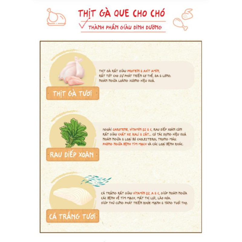 THỊT GÀ QUE CHO CHÓ 150g