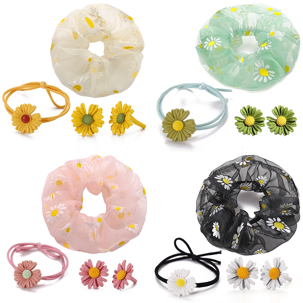 Set Dây Buộc Tóc Hoa Cúc Xinh Xắn Cho Bé Gái