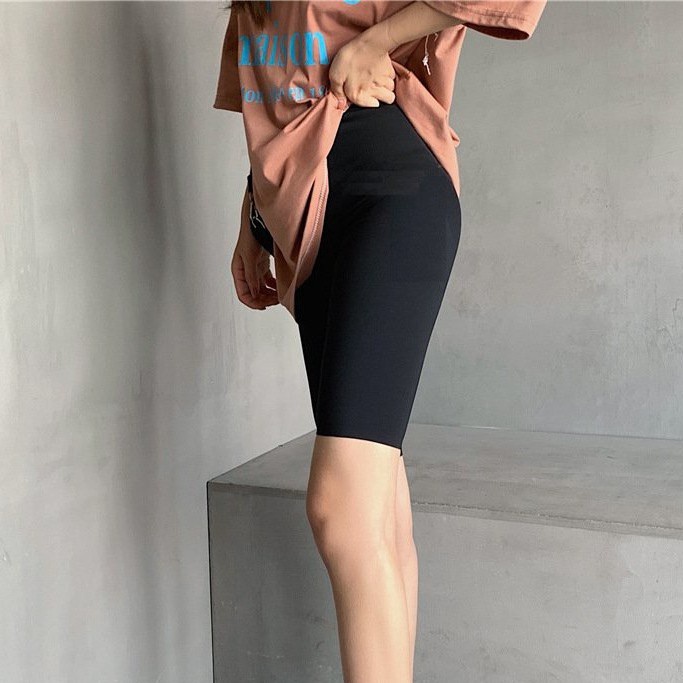 Quần Legging Giữ Nhiệt PEONYB Nữ [FREESHIP] 🌸 Biker ngố đùi cạp cao, short lửng dáng ôm body màu đen mặc ở nhà Ulzzang 🌸