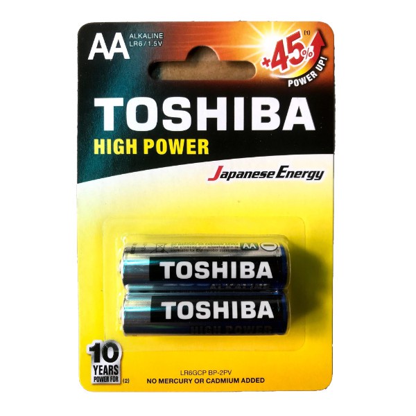 Pin kiềm Alkaline Toshiba AAA vĩ 2 viên - điện năng lớn dùng cho điều khiển, pin cửa, đồ chơi các loại