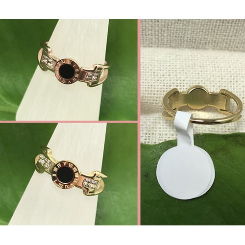 Nhẫn Nữ Mặt Tròn Khắc Số La Mã Titan Ko Đen TT 2861