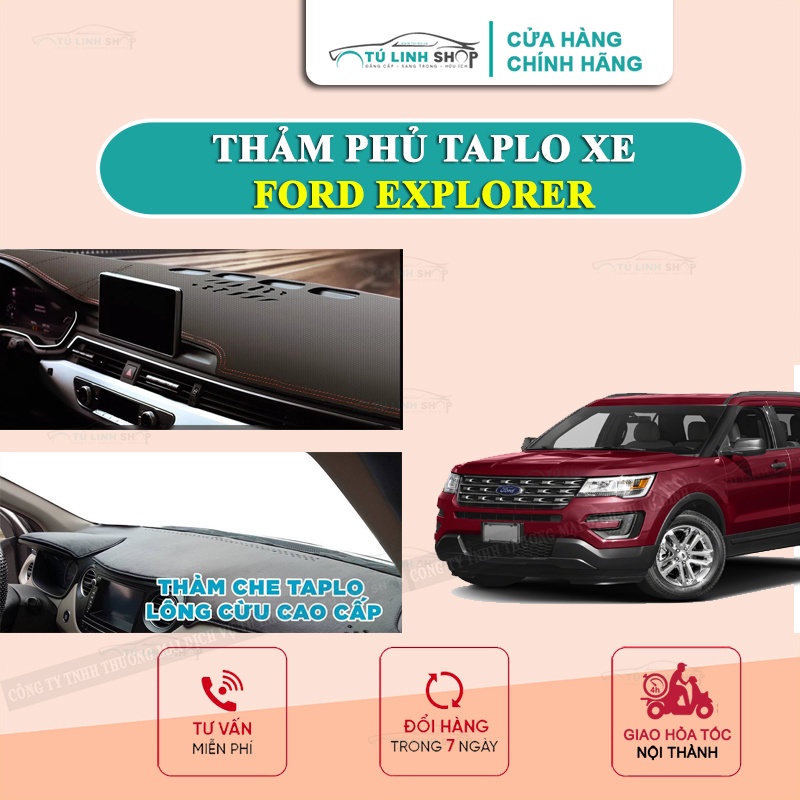 Thảm taplo FORD EXPLORER bằng lông Cừu 3 lớp hoặc Da Cacbon