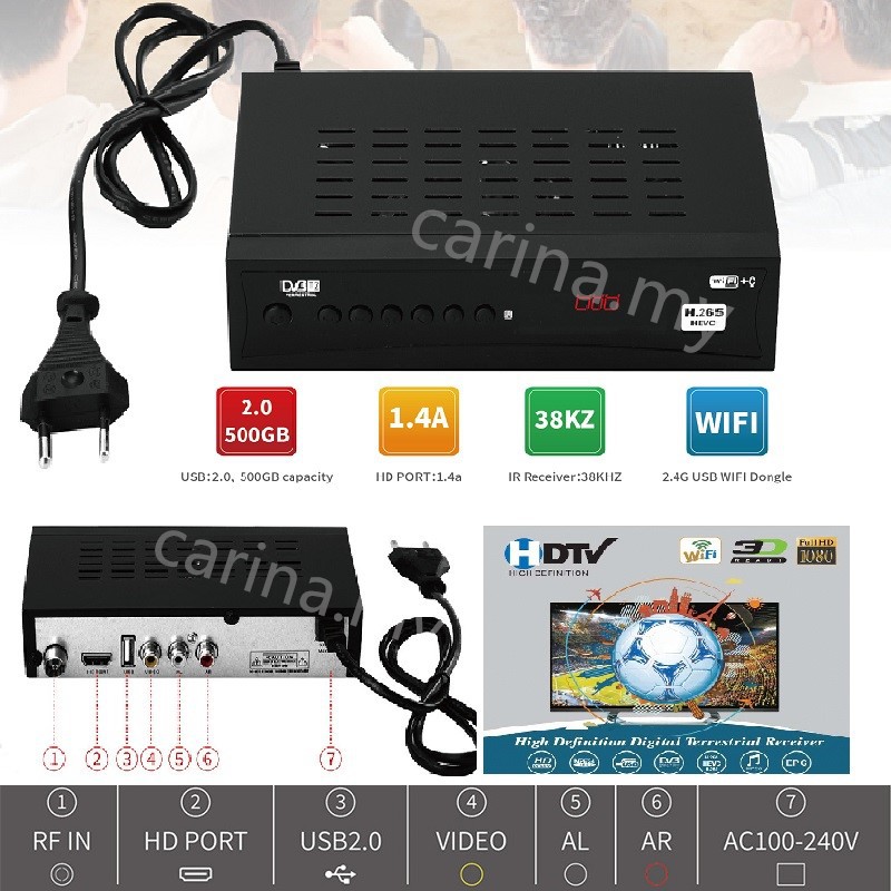 Bộ Giải Mã Dvbt2 Tv Box Hỗ Trợ Cổng Usb Hỗ Trợ Tv Box Iptv Wifi Hdmi 3d