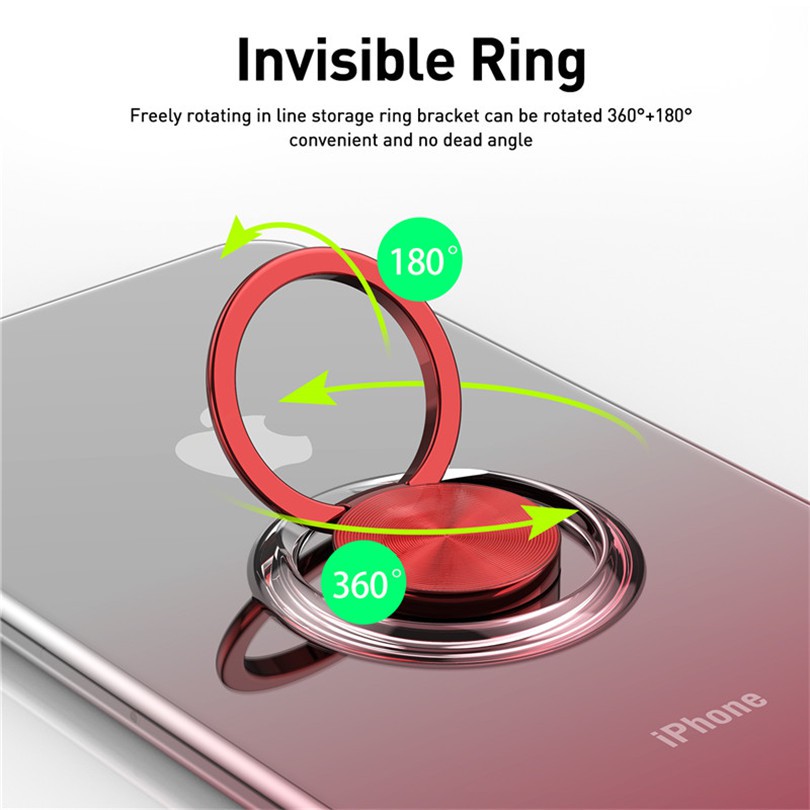 Ốp điện thoại trong suốt kèm giá đỡ nhẫn từ tính cho Iphone 11 Pro Max / 7 / 8 / 6s Plus / X / Xr / Xs Max | BigBuy360 - bigbuy360.vn