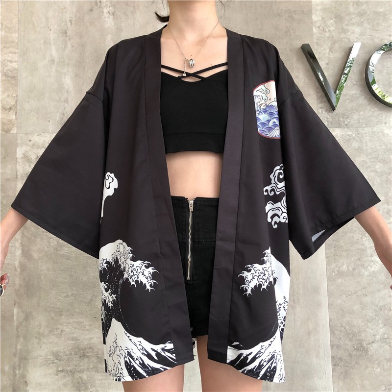 Áo khoác kimono haori happi hạc biển