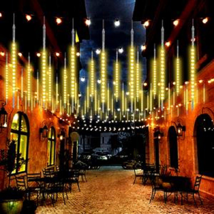 (Chọn Màu) Dài 3 Mét *8 Ống Đèn Led Sao Băng 50Cm-Rèm Đèn Led Chống Nước Trang Trí Tiệc Ngoài Trời Sân Vườn Noel