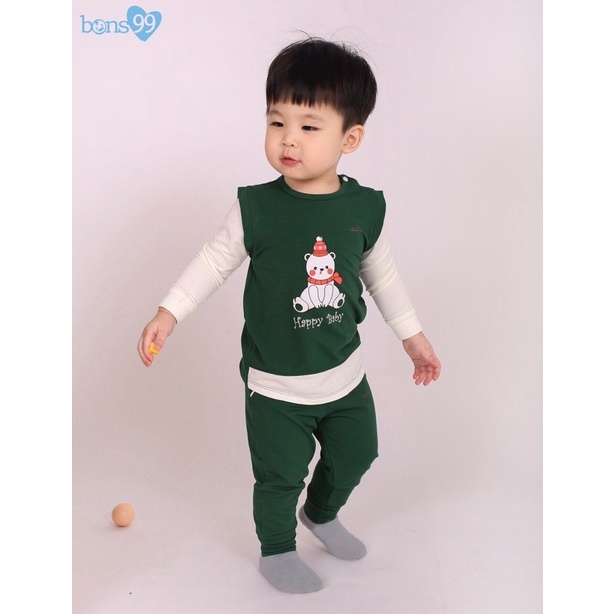 Bộ nỉ Bons dài tay Noel Baby Kings cho bé trai bé gái