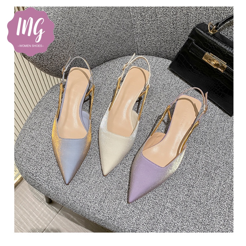 Giày Sandal Cao Gót Mũi Nhọn Bằng Satin Phong Cách Mới Cho Nữ