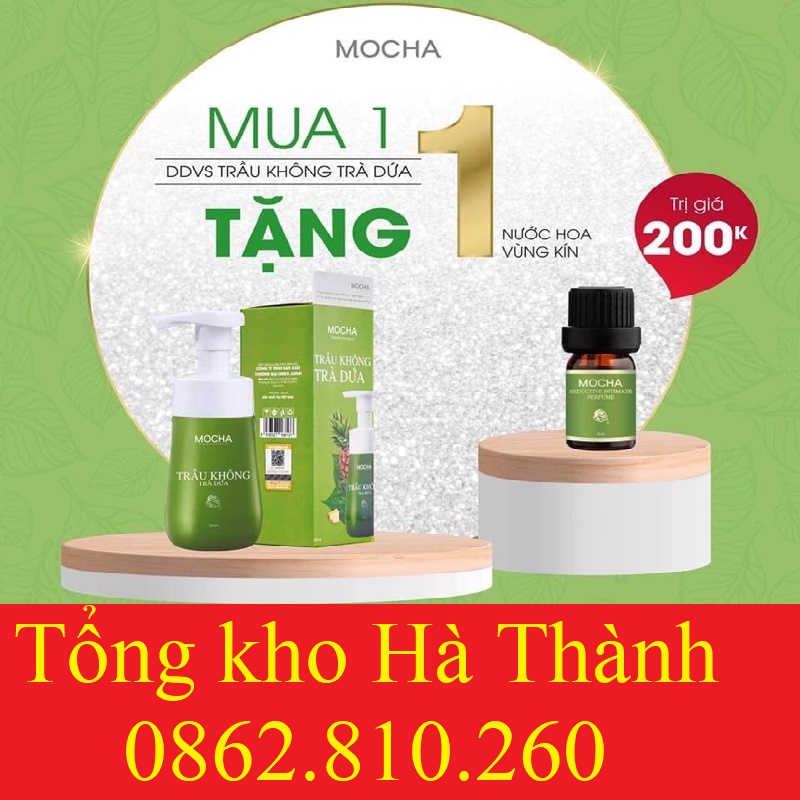 Dung Dịch Vệ Sinh Trầu Không Trà Dứa Mocha, Dạng Bọt Tự Nhiên Siêu Dày Siêu Mịn Đầu Tiên Và Độc Quyền