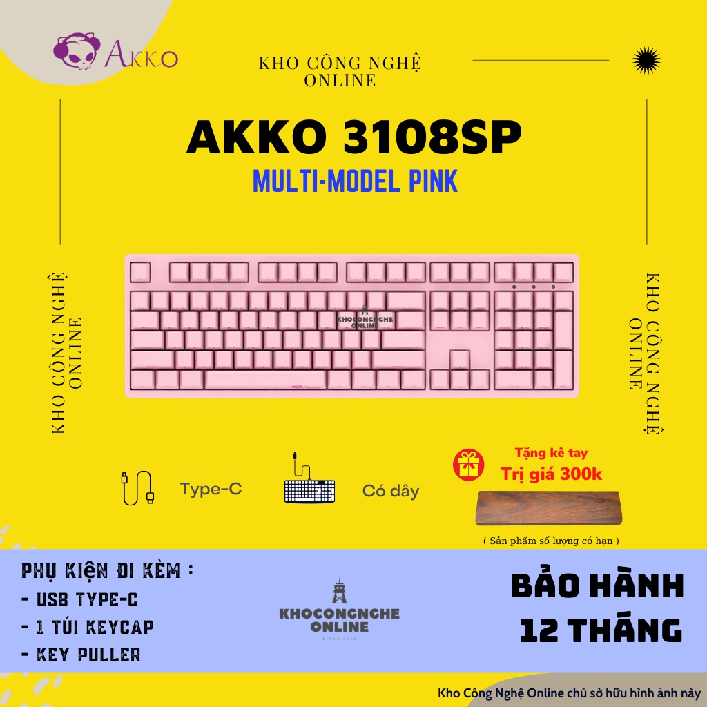 [Mã 33ELSALE hoàn 7% đơn 300K] Bàn phím cơ AKKO 3108SP (Pink / black / Akko sw v2)