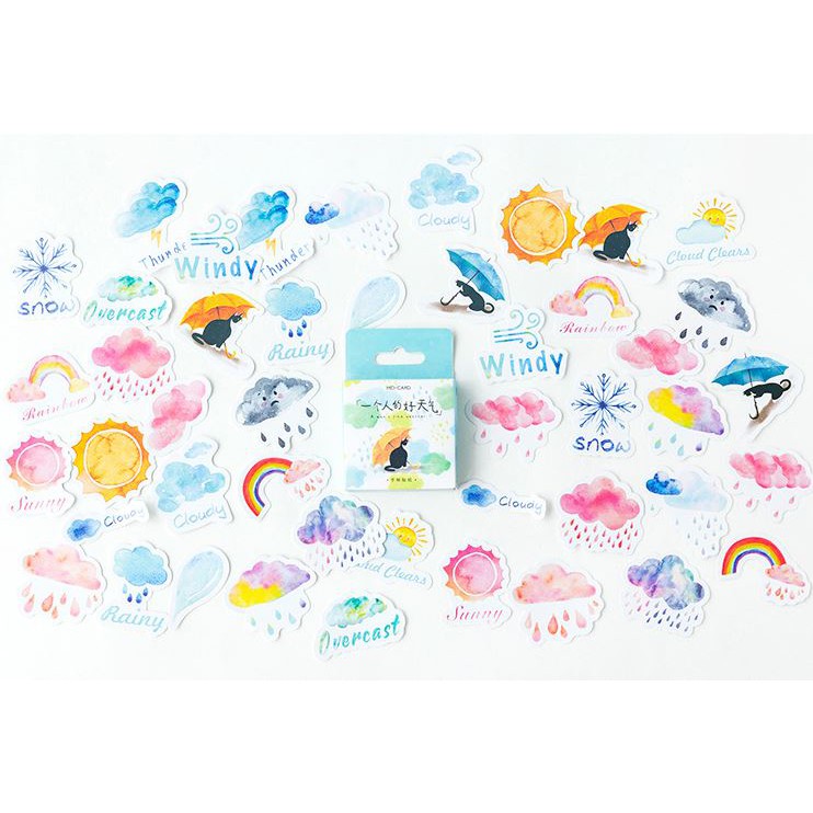 Bộ 45 Sticker Hàn Quốc hình Bầu Trời dán trang trí E22