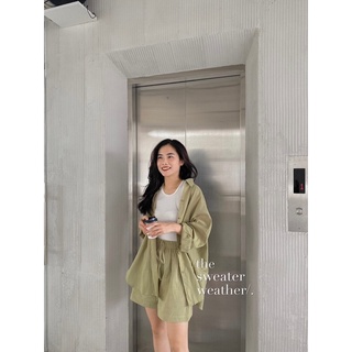 Set đũi linen áo sơ mi kèm short basic ( Ảnh thật )