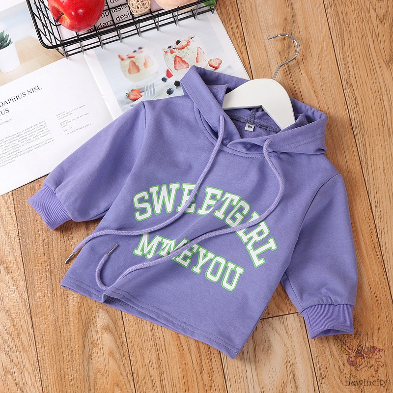 Áo Hoodie In Chữ Phong Cách Hàn Quốc Xinh Xắn Cho Bé Gái