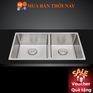 Chậu rửa chén inox Malloca MS 6081, bồn rửa bát inox 304, 2 xả tràn mới, Cam kết chính hãng