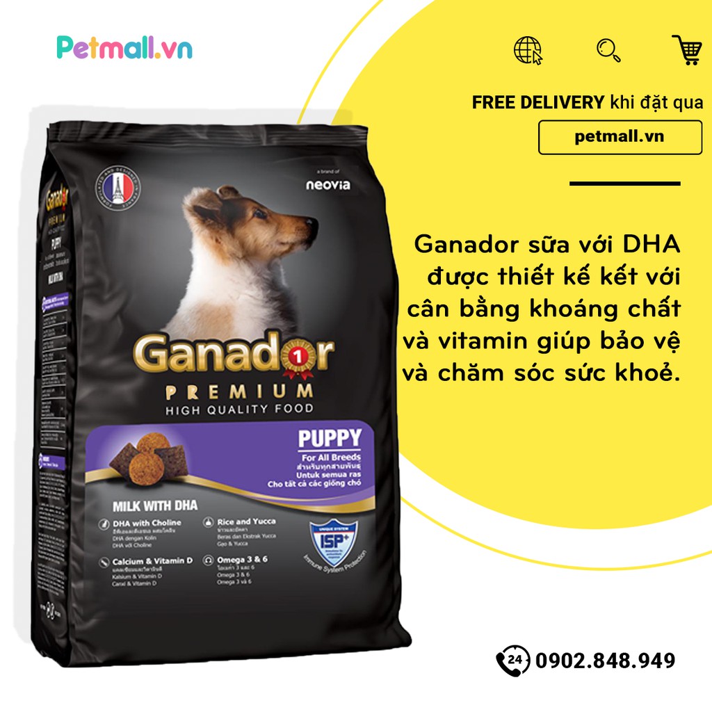 Thức ăn chó GANADOR Puppy 20kg - Milk with DHA