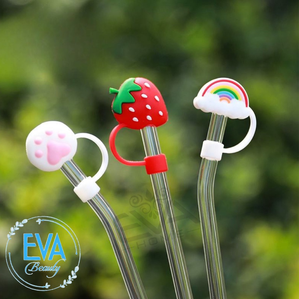 Nút Đậy / Nắp Đậy Ống Hút Silicone 3D Chống Bụi Hoạ Tiết Hoạt Hình Dễ Thương SP3452