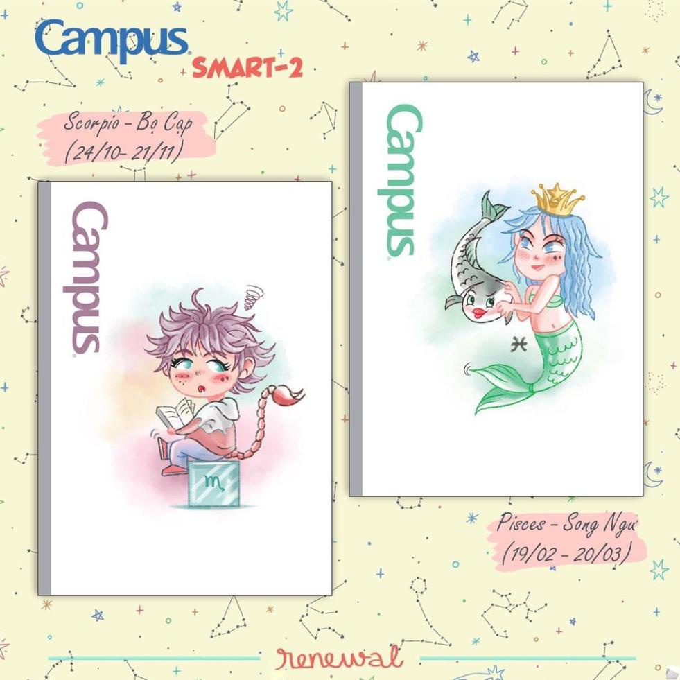 Vở CAMPUS kẻ ngang 80, 120, 200 tr SMART, vở 12 cung hoàng đạo - Soleil Home ...