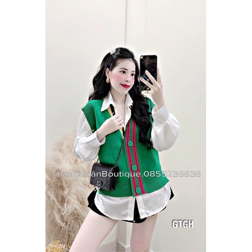 SET ÁO DILE LEN MÀU SẮC KÈM ÁO SƠ MI TRẮNG CHẤT ĐẸP