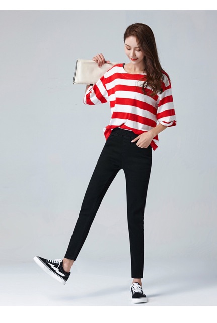 Quần jean thun big size màu đen trơn lưng thun size 65-100kg