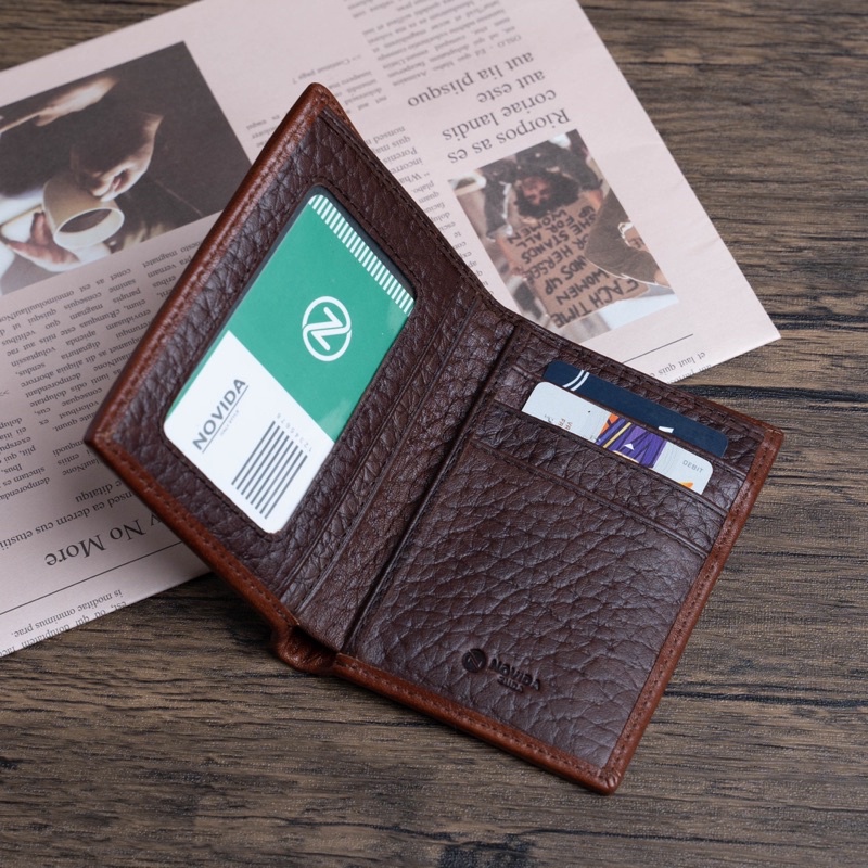 Ví Nam Da Trâu Cao Cấp Novida, Bóp Nam Da Ý Nhập Khẩu, Từ Da Trâu Thượng Hạng