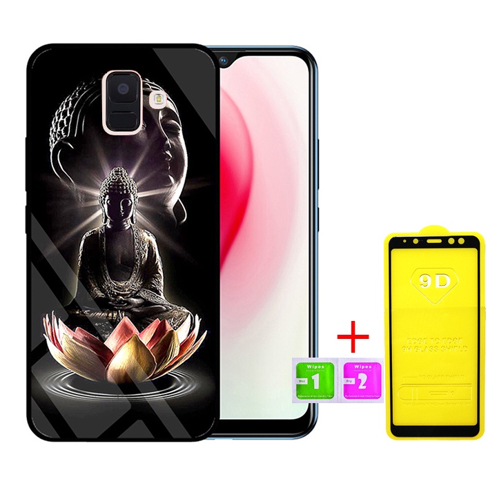 &quot;Combo 1 ốp lưng Samsung A6 2018 + 1 Cường Lực&quot; Mặt kính 3D sang trọng_Không Nhòe, Không Phai Hình ( Tim shop )