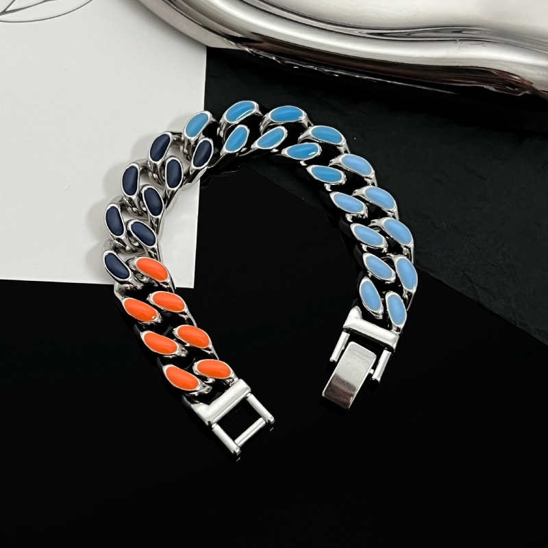 Vòng Tay Cuban Bản Rộng Màu Sắc Cá Tính Phong Cách hip hop Cho Nam Và Nữ