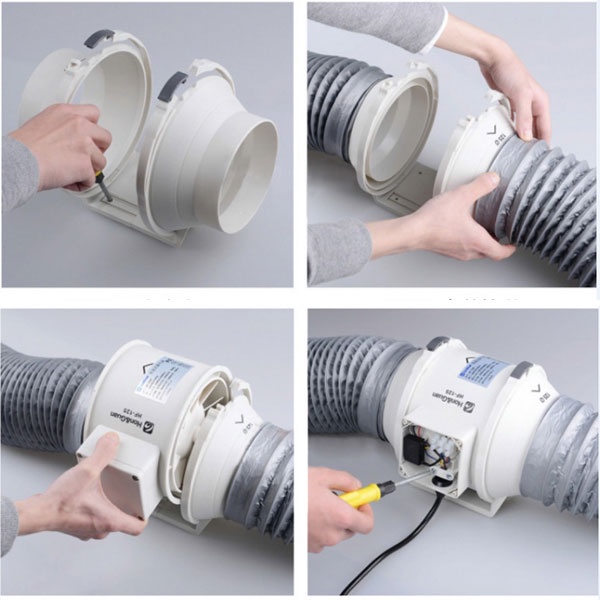 Quạt thông gió nối ống đường ống đồng trục Penck phi HF-100, HF-125, HF-200