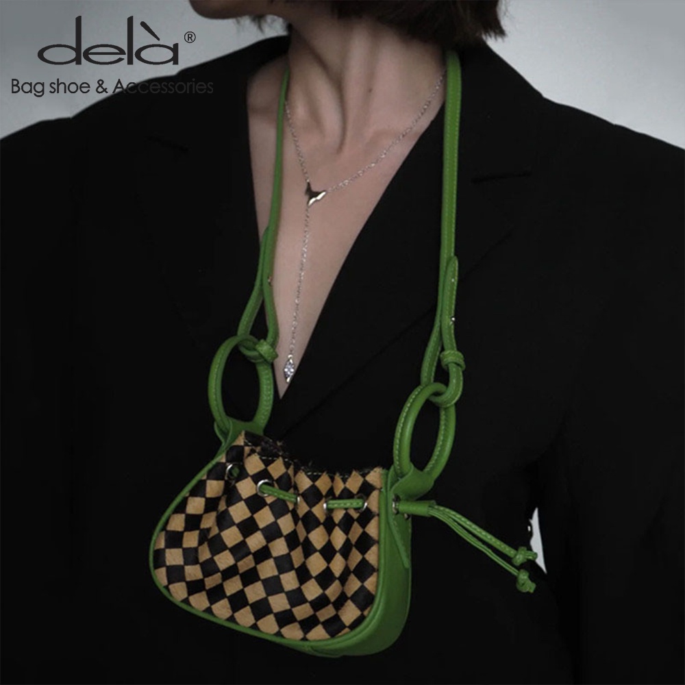 Dela Túi Đeo Chéo mini Họa Tiết Kẻ Sọc Thời Trang Thu Đông 2022 Mới Cho Nữ