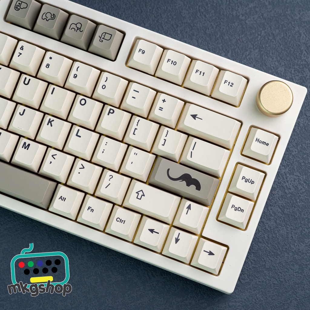 Keycap Ivory nhựa PBT dye-sub 122 nút bàn phím cơ in nhiệt cherry profile