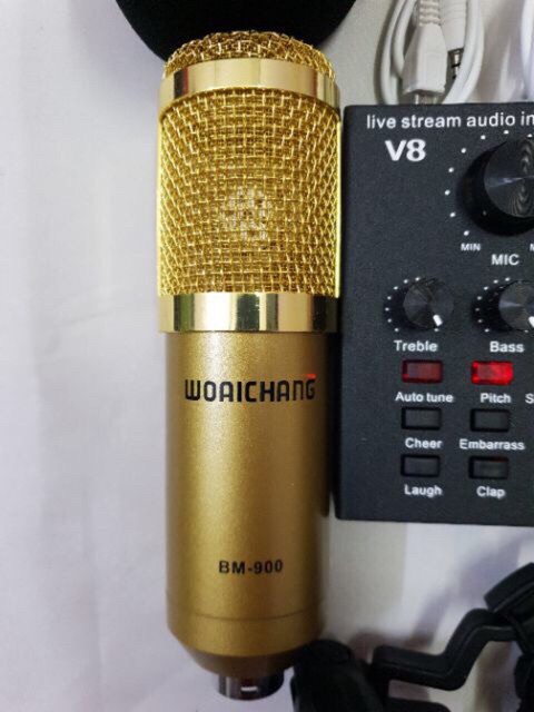 Combo bộ Mic Thu Âm Bm900 + V8 , Hát Karaoke,Livestream online cực hay