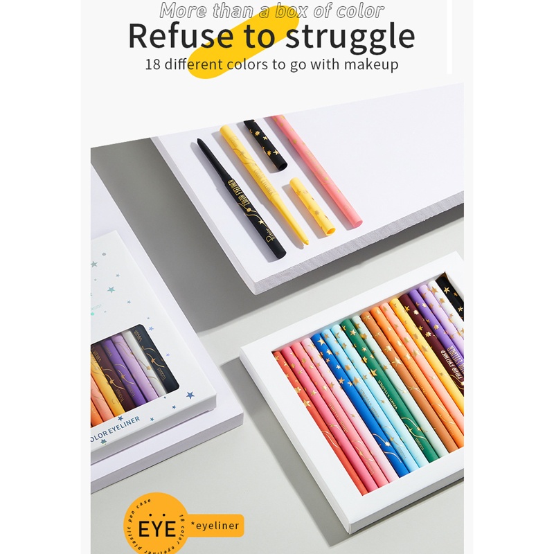 Bút Kẻ Mắt Dạng Lỏng 18 Màu Tùy Chọn Chống Nước Lâu Trôi Tiện Dụng