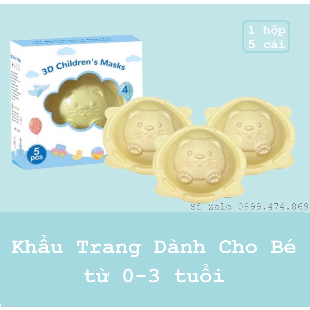 5 chiếc khẩu trang Gấu/ Mèo/ cho bé từ 0 tuổi đến 3 tuổi (5-15kg)