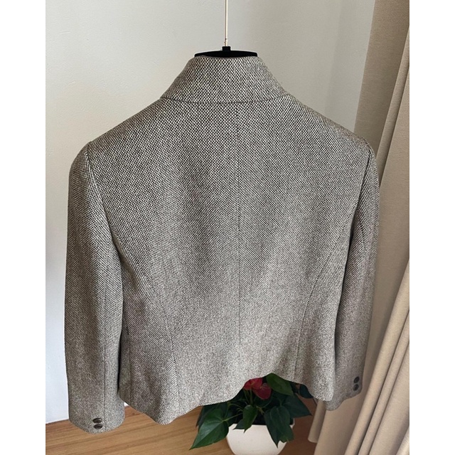 Áo dạ Hàn kẻ ghi nâu vintage