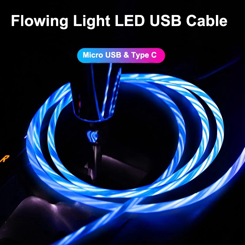 Cáp Sạc Nhanh Có Đèn Led Cho Điện Thoại Android Huawei Samsung Xiaomi Vivo