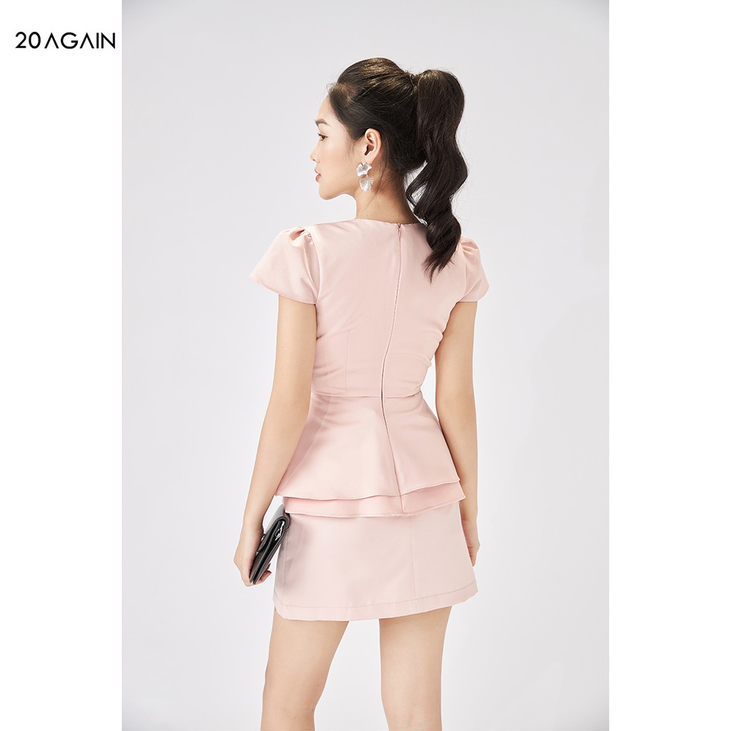 Áo sơ mi nữ peplum 20AGAIN, áo sơ mi công sở thiết kế cổ V thanh lịch, sang trọng ASA1521 | BigBuy360 - bigbuy360.vn