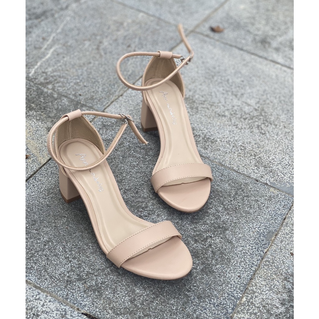 Giày sandal 5 phân mũi tròn bít hậu phối quai ngang kiểu dáng thời trang phong cách Hàn Quốc 2022 - SD022H13