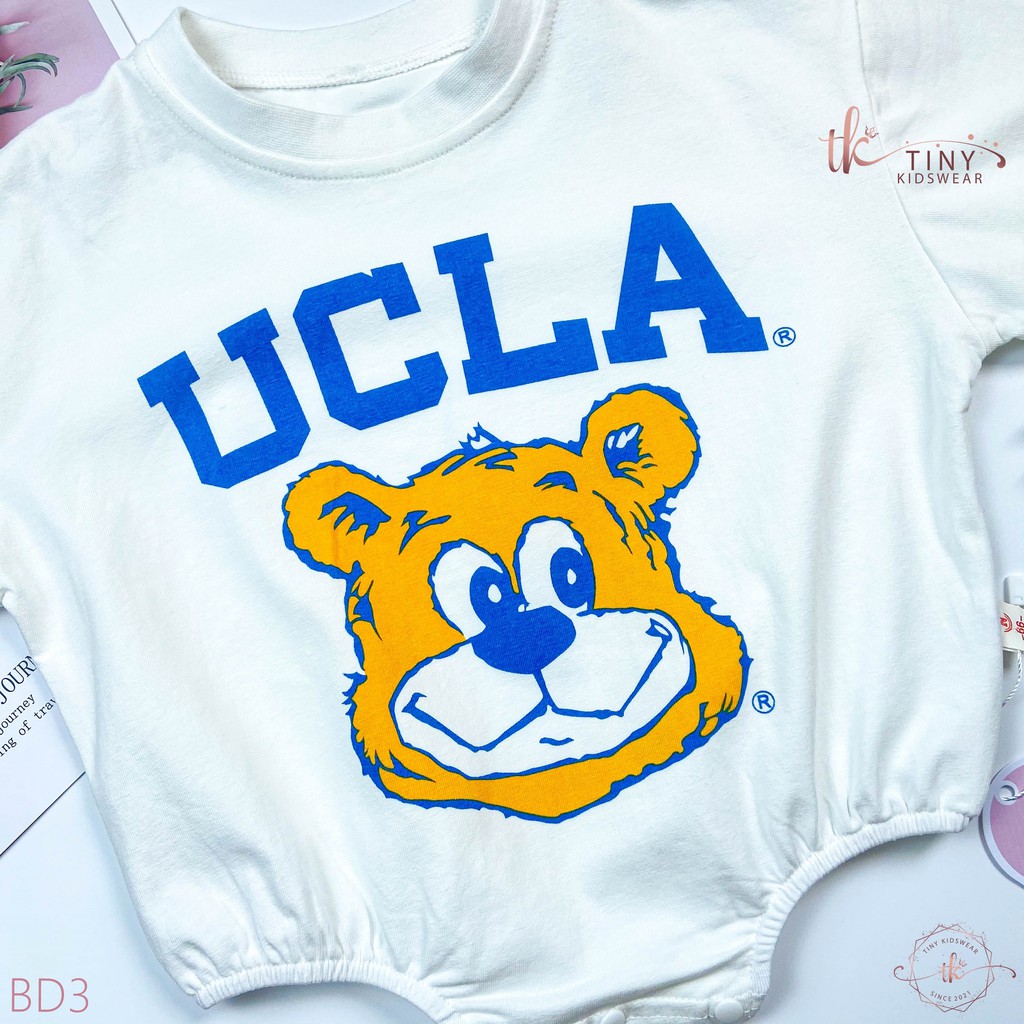Bộ bodysuit cotton ngắn tay hình hổ UCLA cho bé từ 4-13kg [BD3]
