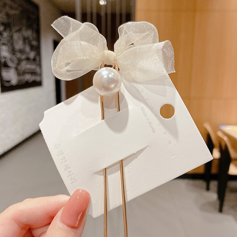 Kẹp tóc đính nơ ren kiểu hàn quốc xinh xắn cho nữ