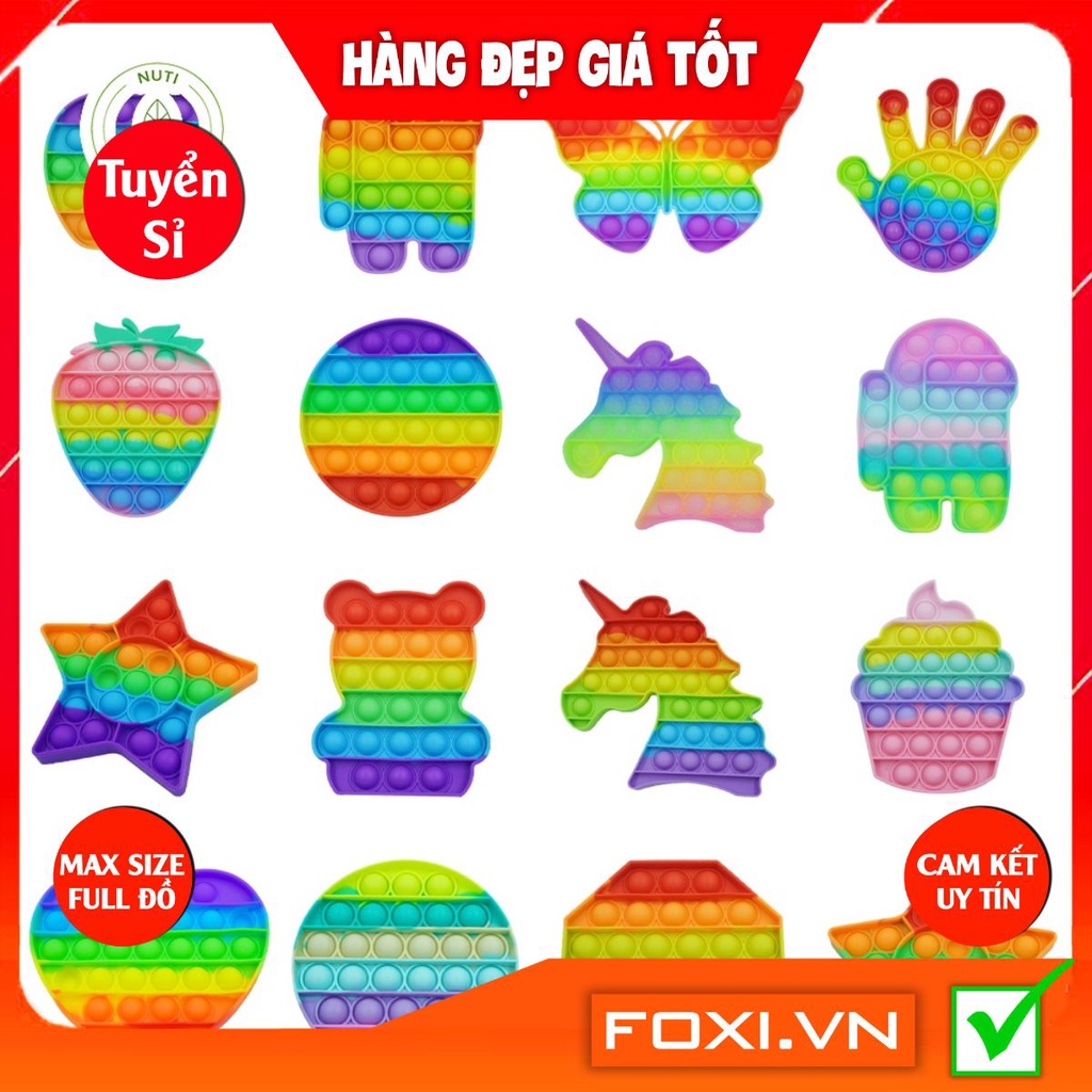 Đồ chơi thông minh cho bé Popit - hàng loại 1,dày-nốt to với nhiều hình dạng đáng yêu-giảm căng thẳng mệt mỏi hiệu quả