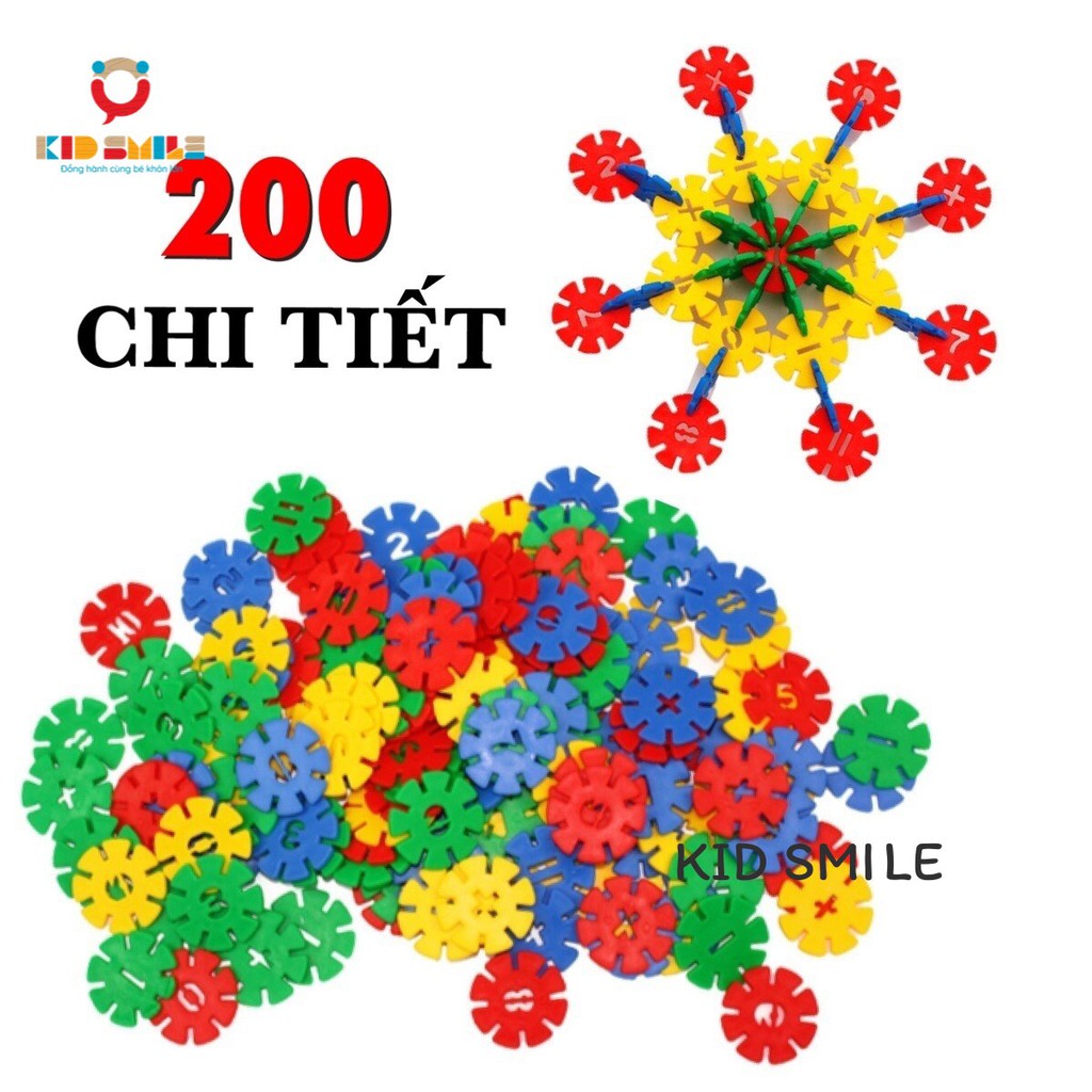 Đồ chơi xếp hình - Túi xếp hình 200 chi tiết bông hoa tuyết cho trẻ từ 3 tuổi - DOZKIDZ