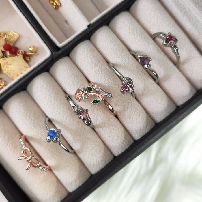 Hộp Đựng Trang Sức Cao Cấp Bọc Da PU 3 tầng Có Khóa chống trộm (size 26.5*18*6.5cm)